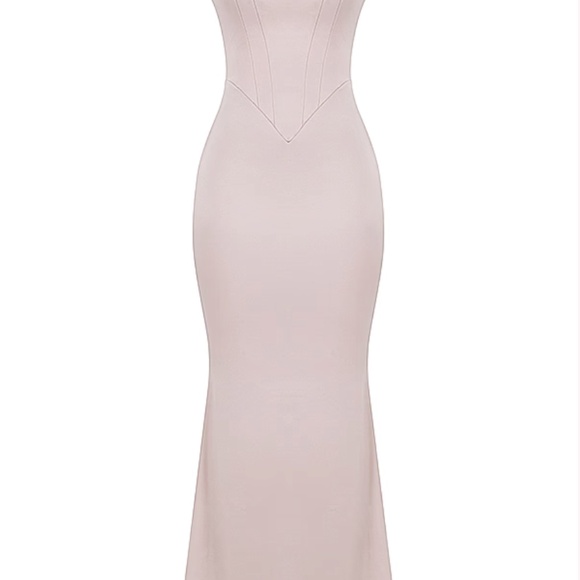House of CB Olivette Corset Satin Maxi Dress - Crystal (light pink) - Picture 5 of 6